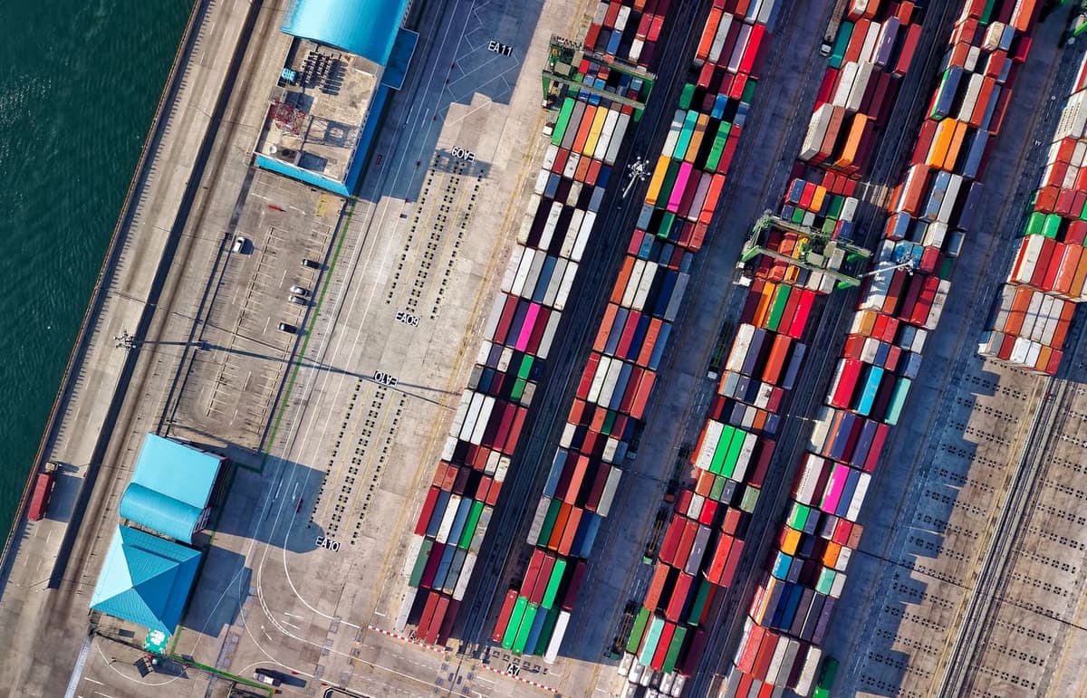 Containers being loaded for fresh produce import from India